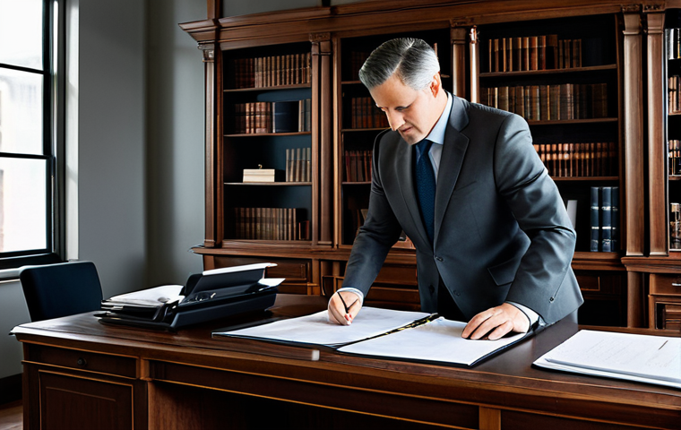 A poised corporate executive, fully clothed in a modest, charcoal grey business suit, is meticulously reviewing a printed financial report at a large, classic wooden desk within a structured, traditional office setting. The office features tall, dark wood panels, a sturdy, central desk, and neatly organized paper files, reflecting an emphasis on established processes. The atmosphere is quiet and focused, representing a hierarchical and centralized decision-making environment. The subject displays perfect anatomy, correct proportions, and a natural pose with well-formed hands and proper finger count, ensuring natural body proportions. This image is safe for work, appropriate content, and depicts a professional business environment with a family-friendly aesthetic.