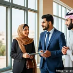 Home 20 유추를 통한 의사결정 개선 사례 - A professional Arab business meeting scene in a modern office setting, showing diverse Middle Easter...