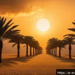 Home 23 메타포와 유추의 예술적 표현 - An evocative literary scene blending reality and imagination: a serene desert landscape under a gold...