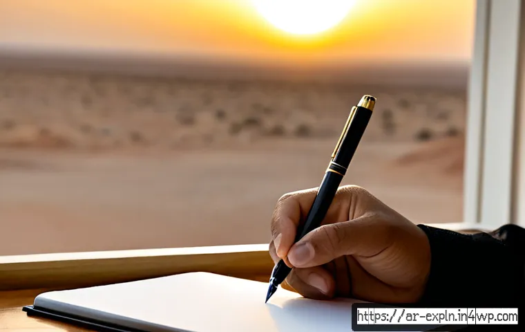 메타포를 통한 창의적 글쓰기 기법 - Photorealistic creative writing workspace in a sunlit Arab home study, an adult Arab writer in modes...